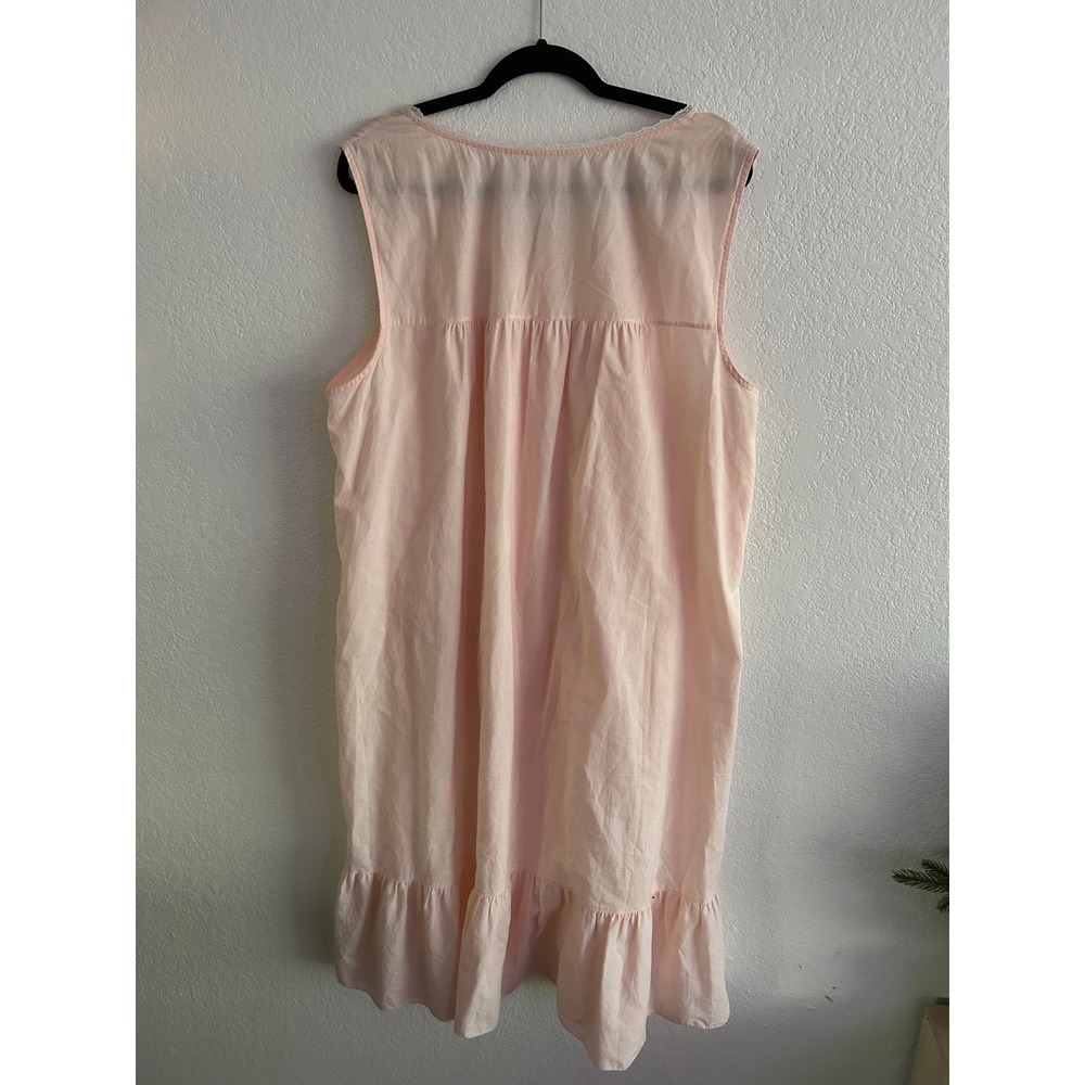 Vintage Pink Floral Embroidered Button Up Victorian Nightgown Dress Romantic - Picture 2 of 11